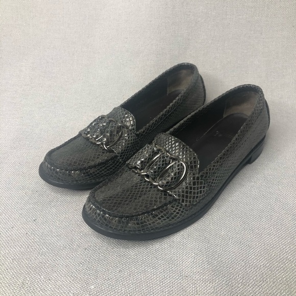 Stuart Weitzman gray buckle loafers, size 7.5 - Picture 1 of 9